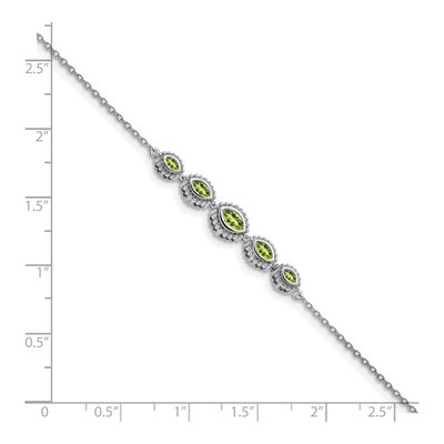 14K White Gold Peridot 5-Stone Marquise Bracelet – view 3