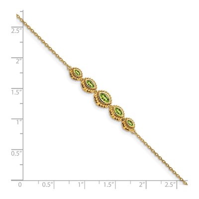 14K Yellow Gold Peridot Marquise Bracelet – view 3