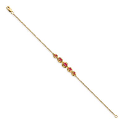 14K Yellow Gold Ruby 5-Stone Marquise Bracelet – view 4