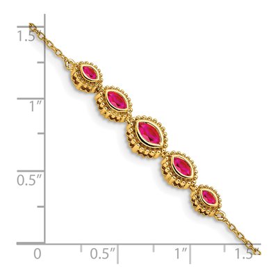 14K Yellow Gold Ruby 5-Stone Marquise Bracelet – view 6