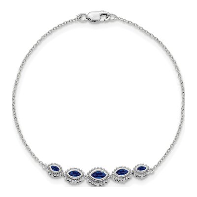 14K White Gold Sapphire Marquise Bracelet – view 2