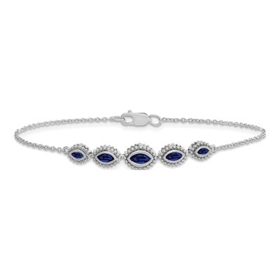 14K White Gold Sapphire Marquise Bracelet – view 4