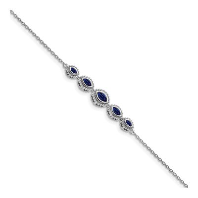 14K White Gold Sapphire Marquise Bracelet