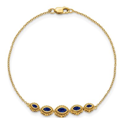 14K Yellow Gold Sapphire 5-Stone Marquise Bracelet – view 3