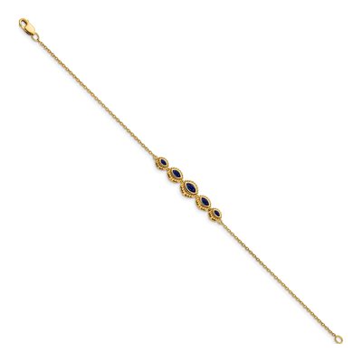 14K Yellow Gold Sapphire 5-Stone Marquise Bracelet – view 4
