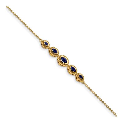 14K Yellow Gold Sapphire 5-Stone Marquise Bracelet