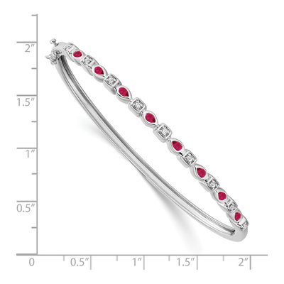 14K White Gold 1/10 ct tw Ruby & Diamond Hinged Bangle Bracelet – view 2