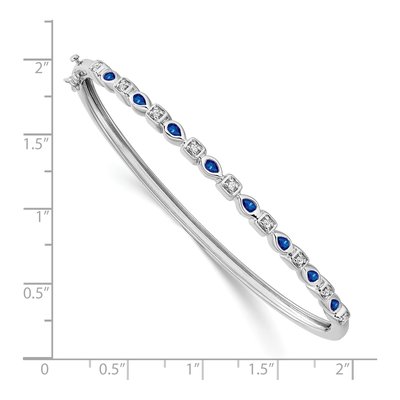 14K White Gold 1/10 ct tw Sapphire & Diamond Hinged Bangle Bracelet – view 3