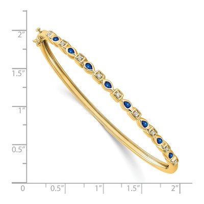 14K Yellow Gold 1/10 ct tw Sapphire & Diamond Hinged Bangle Bracelet – view 2