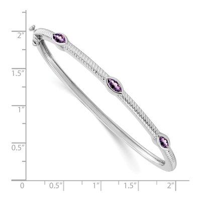10K White Gold Amethyst Marquise Bangle Bracelet – view 2