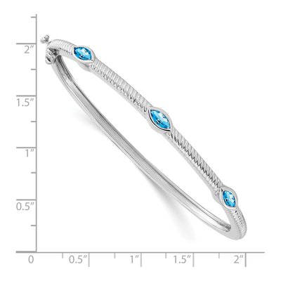 10K White Gold Swiss Blue Topaz 3-Stone Bangle Bracelet – view 2