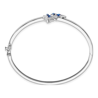 14K White Gold 1/6 ct tw Sapphire & Diamond Butterfly Bangle Bracelet – view 2