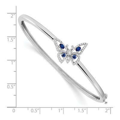 14K White Gold 1/6 ct tw Sapphire & Diamond Butterfly Bangle Bracelet – view 3