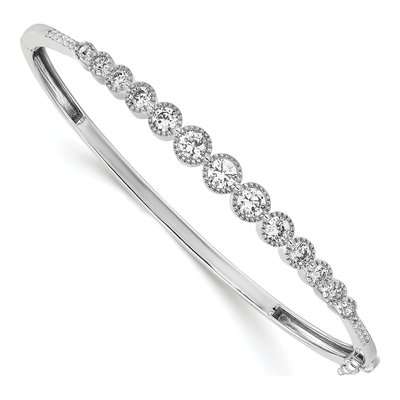 14K White Gold 1 1/2 ct tw Lab-Grown Diamond Bangle Bracelet