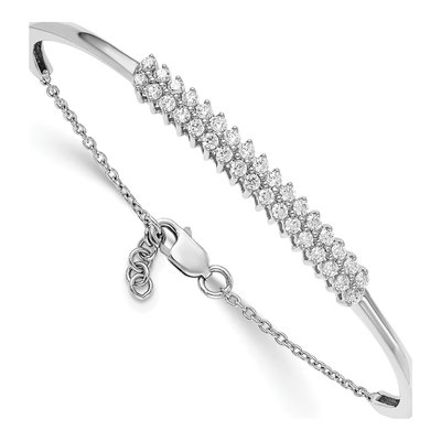 14K White Gold 1 ct tw Lab-Grown Diamond Bangle Bracelet