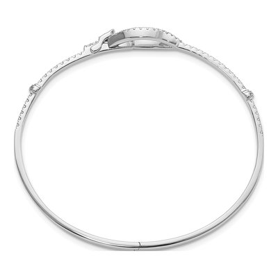 14K White Gold 7/8 ct tw Diamond Buckle Bangle Bracelet – view 2