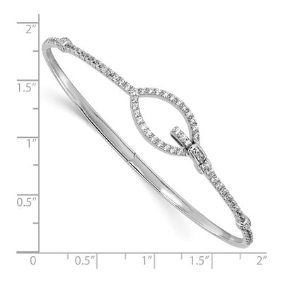 14K White Gold 7/8 ct tw Diamond Buckle Bangle Bracelet – view 3