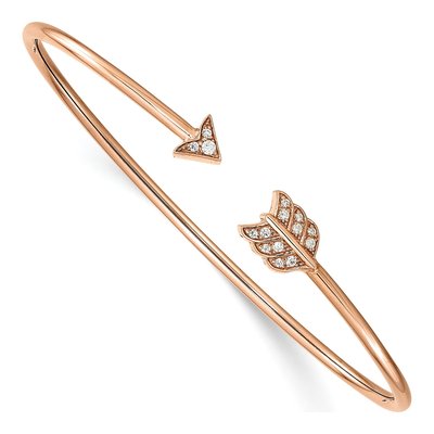 14K Rose Gold 1/10 ct tw Diamond Arrow Flexible Cuff Bracelet