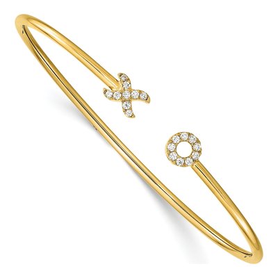 14K Yellow Gold 1/5 ct tw Diamond Cuff Bracelet