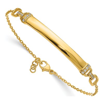 14K Yellow Gold 1/8 ct tw Diamond ID Bracelet