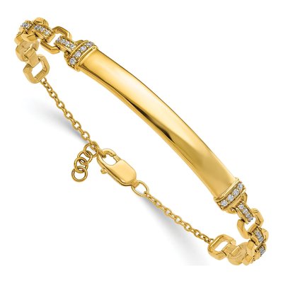 14K Yellow Gold 1/4 ct tw Diamond ID Bracelet