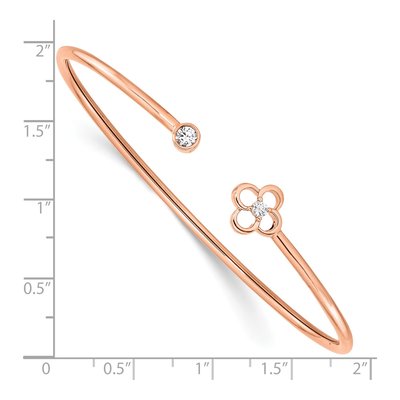 14K Rose Gold 1/6 ct tw Lab-Grown Diamond Floral Cuff Bracelet – view 3