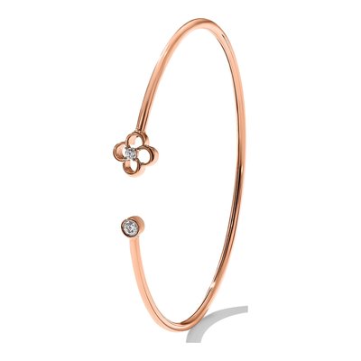 14K Rose Gold 1/6 ct tw Lab-Grown Diamond Floral Cuff Bracelet – view 5
