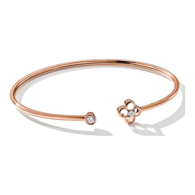 14K Rose Gold 1/6 ct tw Lab-Grown Diamond Floral Cuff Bracelet – view 6