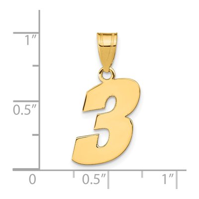 14K Yellow Gold Block Number 3 Pendant – view 4