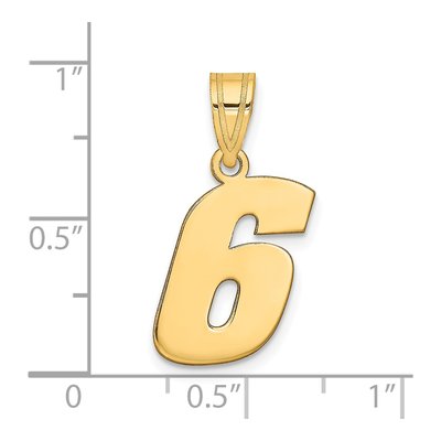 14K Yellow Gold Block Number 6 Pendant – view 3