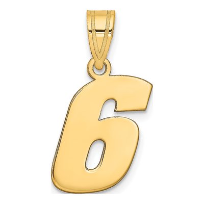 14K Yellow Gold Block Number 6 Pendant