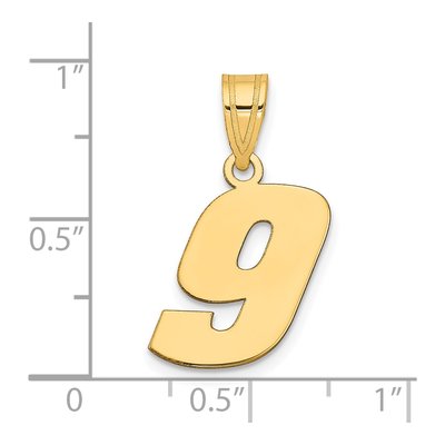14K Yellow Gold Block Number 9 Pendant – view 3