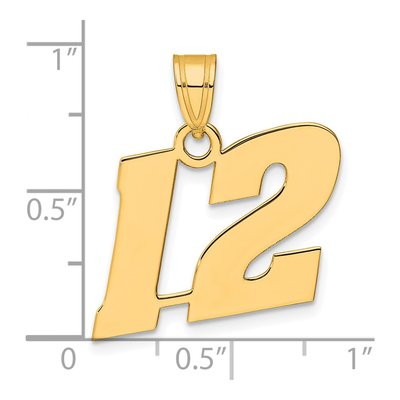 14K Yellow Gold Block Number 12 Pendant – view 5