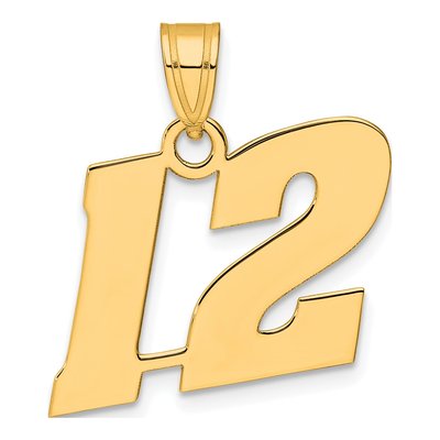 14K Yellow Gold Block Number 12 Pendant