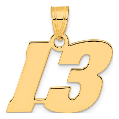 14K Yellow Gold Number 13 Pendant