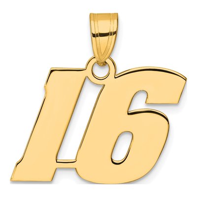 14K Yellow Gold Number 16 Pendant