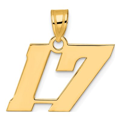 14K Yellow Gold Number 17 Pendant