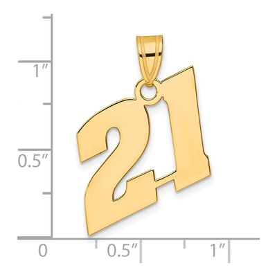 14K Yellow Gold Number 21 Pendant – view 5