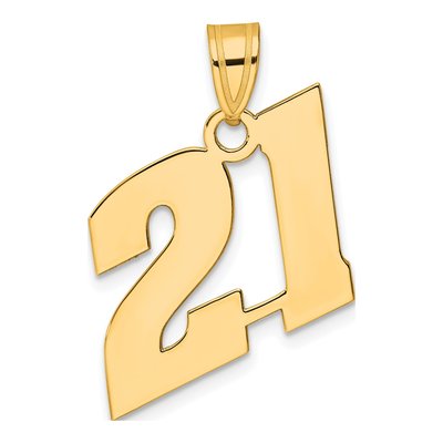 14K Yellow Gold Number 21 Pendant