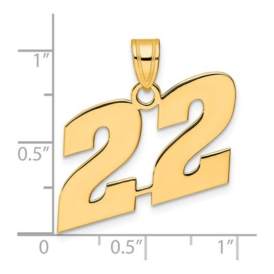 14K Yellow Gold Number 22 Pendant – view 5