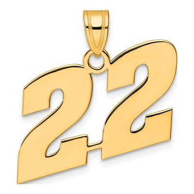 14K Yellow Gold Number 22 Pendant