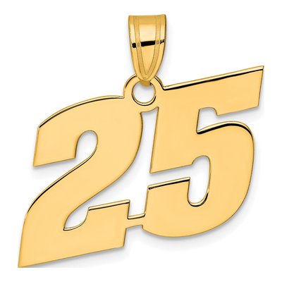 14K Yellow Gold Number 25 Pendant