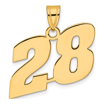 14K Yellow Gold Number 28 Pendant