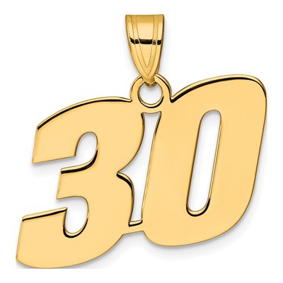 14K Yellow Gold Number 30 Pendant