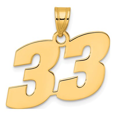14K Yellow Gold Number 33 Pendant