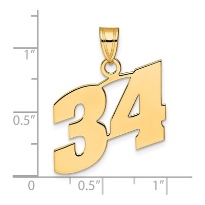 14K Yellow Gold Number 34 Pendant – view 5
