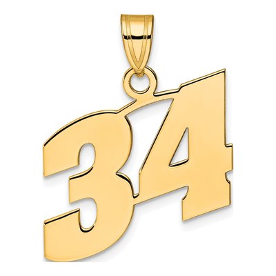 14K Yellow Gold Number 34 Pendant