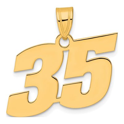 14K Yellow Gold Block Number 35 Pendant