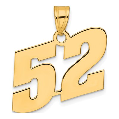 14K Yellow Gold Number 52 Pendant