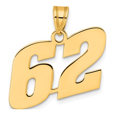 14K Yellow Gold Number 62 Pendant
